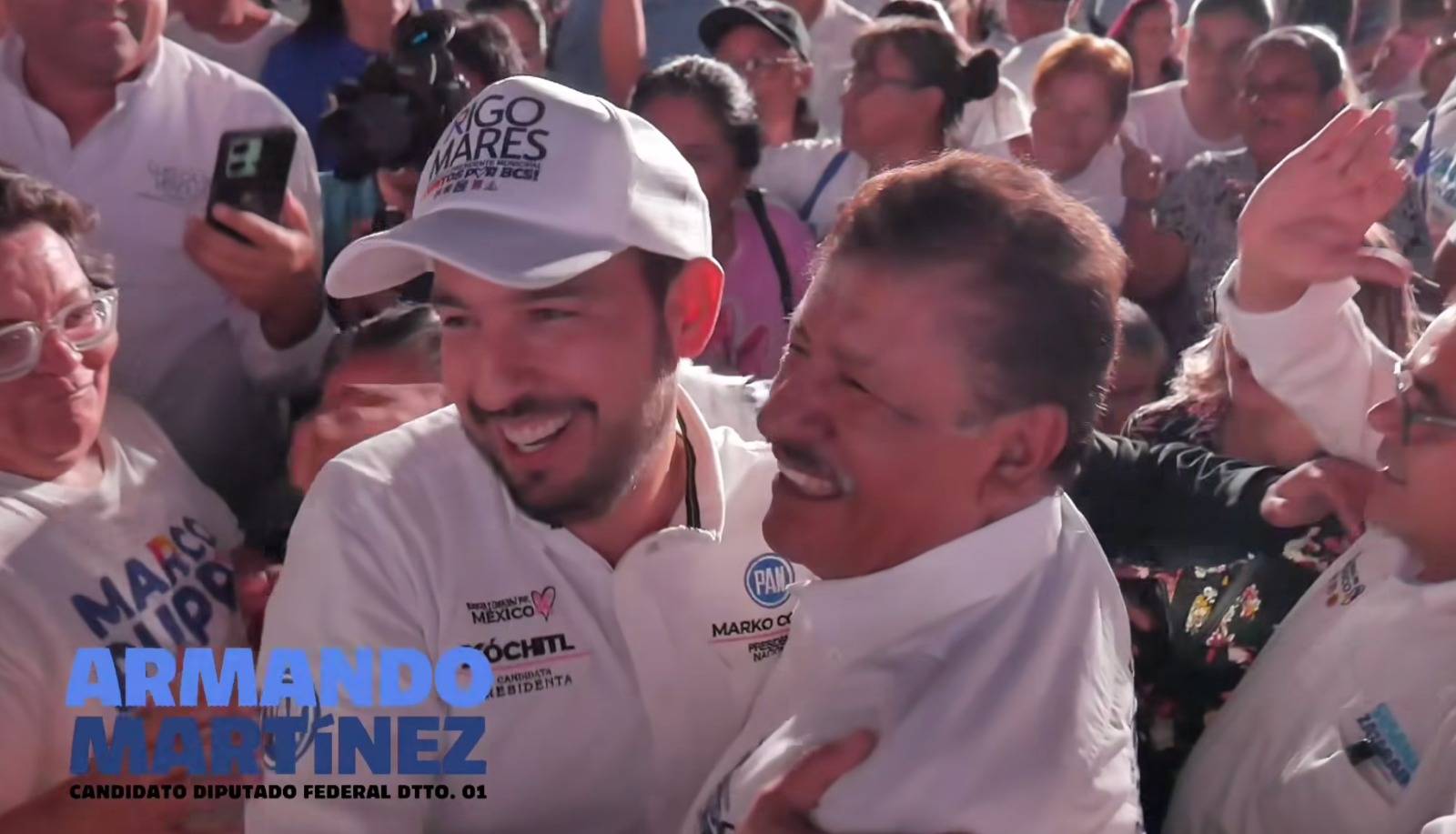 Armando Martínez Vega, candidato a diputado federal por el Distrito 1 en BCS, agradece el apoyo del dirigente nacional Acción Nacional, Marko Cortés