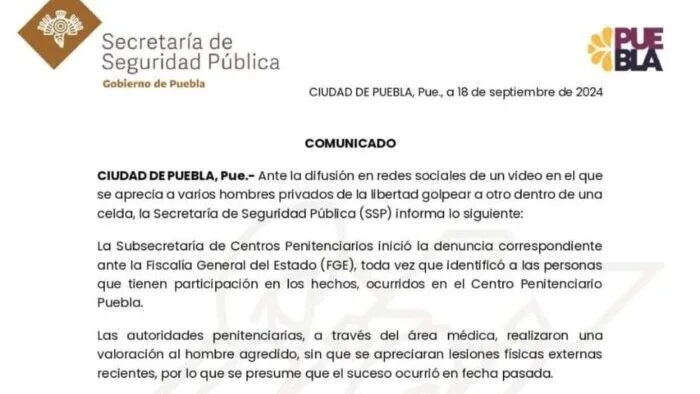 Difunden video de agresión en el Centro Penitenciario de Puebla